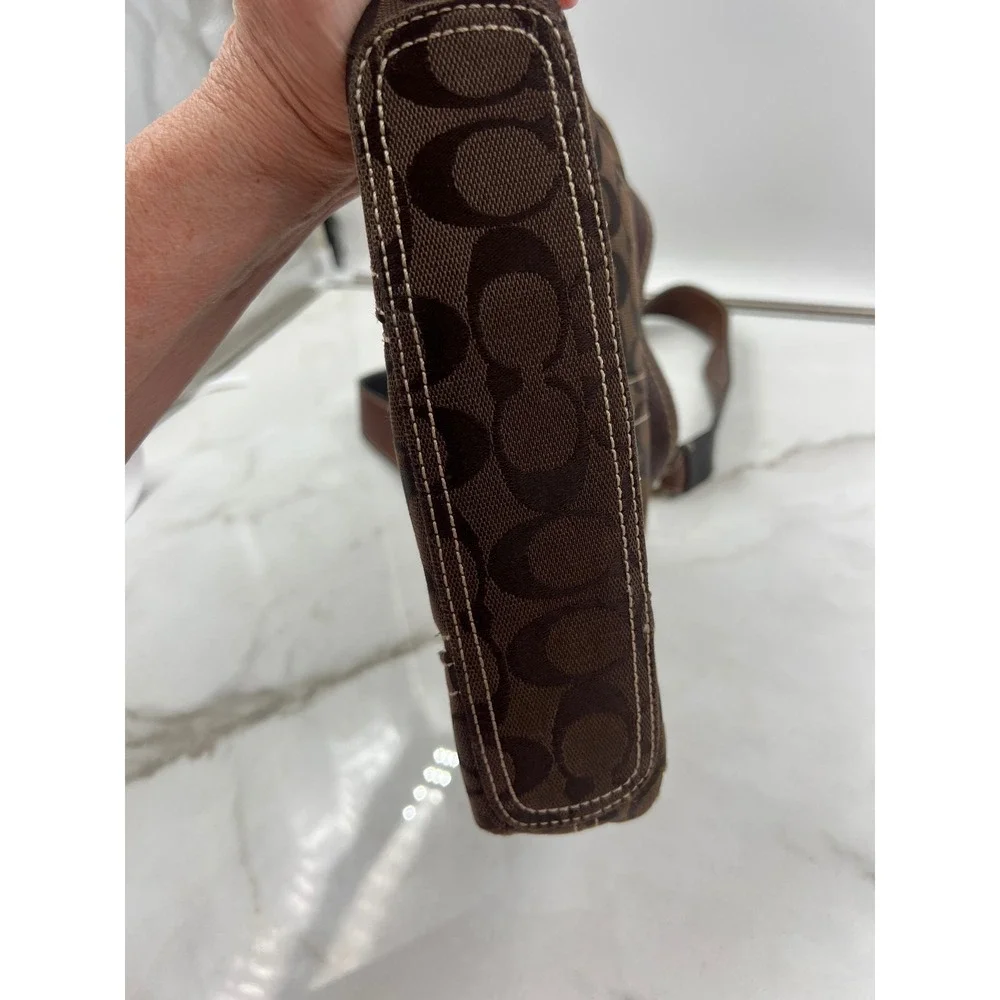 Coach Hand Crafted 10403 Signature Hobo Brown Monogram Bag